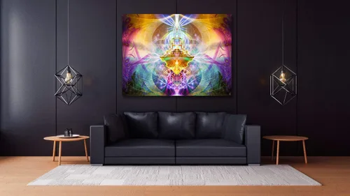 Vista 2 de Spiritual Tapestry Meditation Wall Hanging Gaia Earth Wall Art Flower of Life Secret Garden (Large)