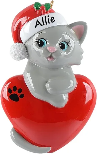Vista 10 de Adorno personalizado de recuerdo de la primera Navidad de gatito, regalo para amantes de los gatos, padres de piel, papá, mamá, niño