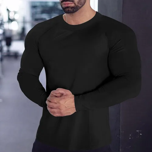 Vista 81 de Camisas de compresión atléticas de manga larga para hombre, capa base, camisa de entrenamiento atlético, camisas de compresión, camisetas deportivas