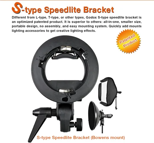Vista 5 de Godox Soporte tipo S Bowens Mount Holder para Speedlite Flash Snoot Softbox Honeycomb y Godox TT685II V860III Flash