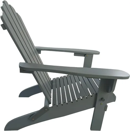 Vista 4 de Foldable Wooden Adirondack Chair, Classic Oak Finish Outdoor Patio Chair with Wide Armrests, Solid Hardwood Construction for Deck, Garden, Beach