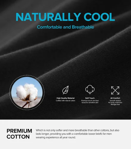Vista 5 de 5Mayi Calzoncillos tipo bóxer de algodón para hombre de 9 pulgadas de largo para hombre