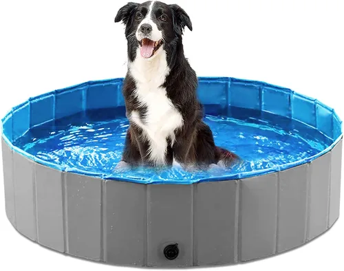 Vista 24 de Jasonwell Piscina plegable para perros, piscina plegable de plástico duro, piscina portátil para niños y mascotas, bañera para cachorros pequeños