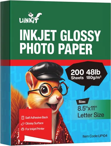 Vista 11 de Uinkit 48lb Glossy Inkjet Photo Paper, 8.5x11, 40 Sheets, 180gsm