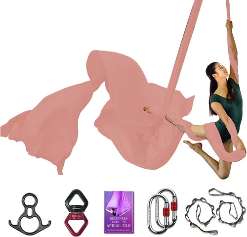 Vista 19 de Set de Equipo Deluxe de Sedas Aéreas - Hamaca Aérea de Yoga de 11 Yardas para Acrobacia, Artes Circenses, Danza (L:10m W:2.8m)