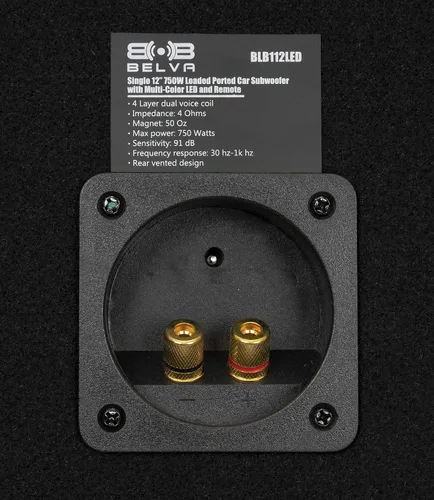Vista 6 de BELVA BLB112LED Subwoofer de coche con puerto cargado de 12 pulgadas y 750 W con LED multicolor y control remoto