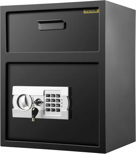 Vista 10 de VEVOR Caja Fuerte de Depósito Digital 1.7 Pies Cúbicos Hecha de Acero al Carbono Cerradura Electrónica de Código Caja Fuerte de Depósito con Ranura