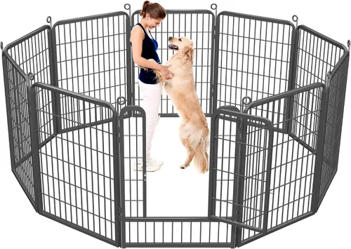Vista 18 de Corralito para perros, 32 pulgadas, 10 paneles cerca para perros de exterior, corral para perros de interior antióxido, corral para mascotas