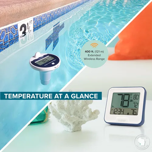 Vista 2 de La Crosse Technology 331-09667-INT Termómetro inalámbrico para piscina con pantalla LCD