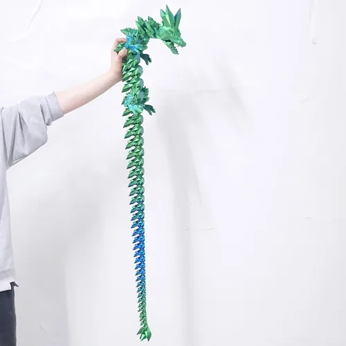 Vista 6 de Juguetes para ansiedad de dragón de cristal con estampado 3D súper grande de 48.82 pulgadas, figuras de animales extra largas y grandes, decoración