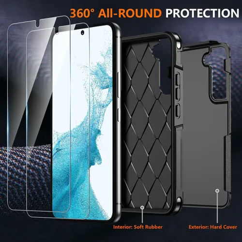 Vista 4 de SPIDERCASE Funda para Samsung Galaxy S22, [protección contra caídas de grado militar de 10 pies], paquete de 2