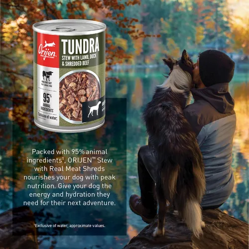 Vista 8 de ORIJEN Trituras de carne real, sin granos, estofado de Tundra, comida húmeda prémium para perros
