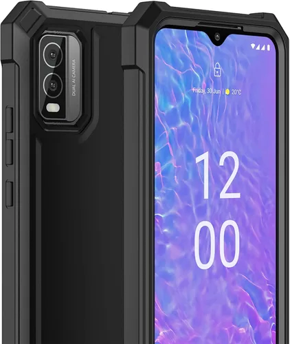 Vista 8 de Ailiber Funda para Nokia C210, protector de pantalla de vidrio templado, parachoques de TPU de 2 capas, protección resistente, color negro