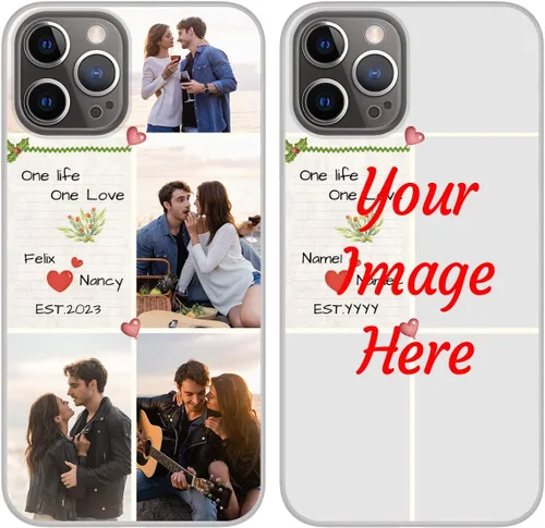 Vista 20 de Funda de teléfono con foto personalizada para iPhone 12 Pro, imagen/texto personalizado, funda negra delgada y suave, regalo único de nicho