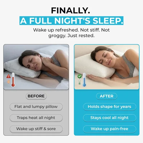 Vista 8 de Xtreme Comforts Almohadas de cama para dormir (paquete de 2) Almohadas ajustables de espuma viscoelástica triturada con funda de enfriamiento