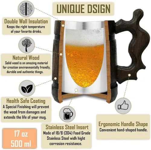 Vista 5 de ffxiv - Taza de madera Tonberry. Regalo para jugadores. Jarro de cerveza. Taza de cerveza de madera personalizada. Regalo personalizado para él