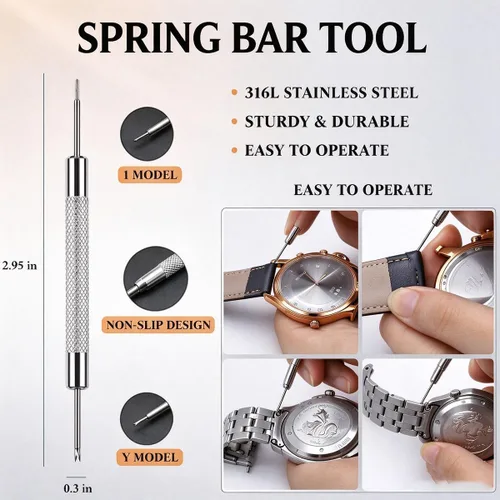 Vista 6 de Olytop para pines de resorte de reloj de 14mm, pines de repuesto 8 piezas, diámetro 1.5mm con herramienta de resorte de correa de reloj (14mm)