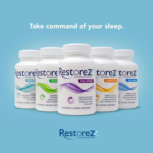 Vista 8 de RestoreZ Stay Asleep (60 cápsulas) Suplemento natural para dormir - Mantiene un sueño reparador durante toda la noche - Ayuda para dormir sin hábito