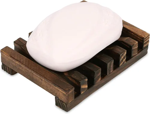 Vista 2 de Anwenk Jabonera de madera para guardar jabón, bandeja para baño, ducha, escurridor de cocina rectangular, manualidades a mano para jabón, esponjas