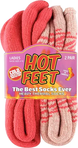 Vista 6 de HOT FEET Calcetines térmicos para mujer, calcetines térmicos para clima frío, gruesos y cálidos, para senderismo, calcetines aislados, tallas