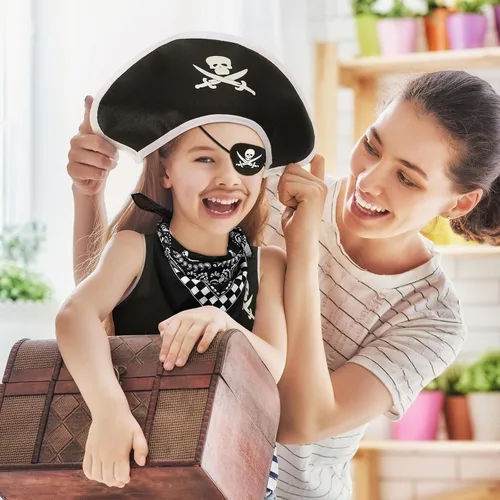 Vista 6 de Bencailor Juego de 6 accesorios de disfraz de pirata para niños, juego de rol pirata para niños y niñas, fiesta de Halloween, cosplay, disfraz