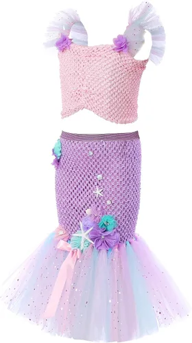 Vista 5 de Tutu Dreams Vestido de sirena para niñas, cumpleaños, fiesta de Halloween, ropa, regalos