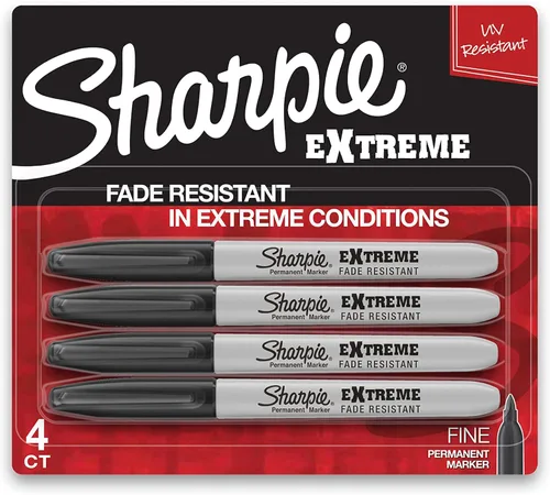 Vista 3 de Sharpie - Marcadores permanentes extremos de punta fina, negro, 4