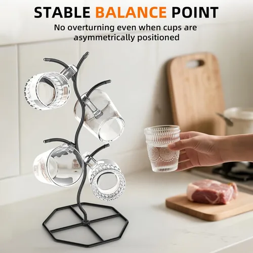 Vista 5 de Beesini 2 paquetes de soportes para tazas de café en forma de árbol, soporte de metal para tazas, estante decorativo para tazas, árbol de tazas
