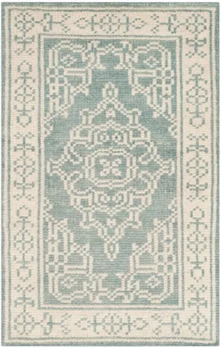 Vista 7 de SAFAVIEH Kenya Collection - Alfombra decorativa, 2 x 3 pies, marfil y azul, lana de medallón oriental anudada a mano, ideal para zonas de alto