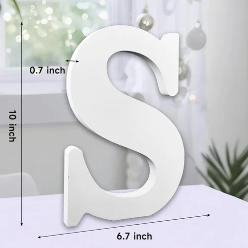 Vista 2 de AOCEAN Letras de madera grandes blancas de 10 pulgadas, letras de madera sin terminar para decoración de pared, letras decorativas de pie