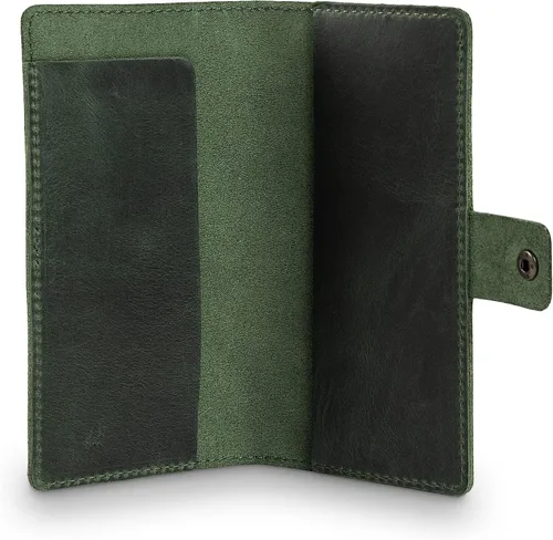Vista 2 de PEGAI Handmade Minimalist Design Checkbook Cover 100% Distressed Full Grain Horse Leather Checkbook Wallet Business Checkbook Binder Clark
