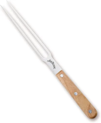 Vista 4 de Jim Beam Juego de tallado de 3 piezas, cuchillo y tenedor de acero con asas de madera y tabla