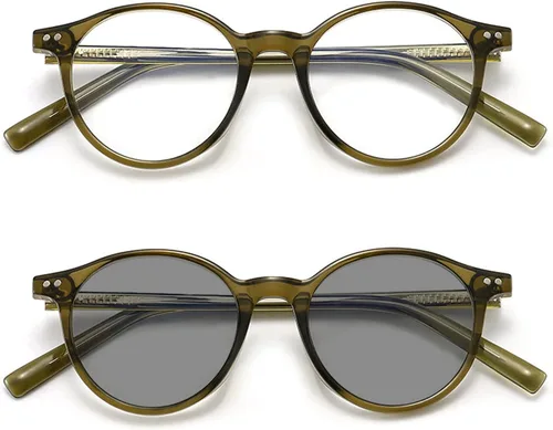 Vista 11 de TR90 Transición Fotocromática ronda lente completa gafas de lectura para hombres mujeres gafas de sol presbípicas transparentes lectores