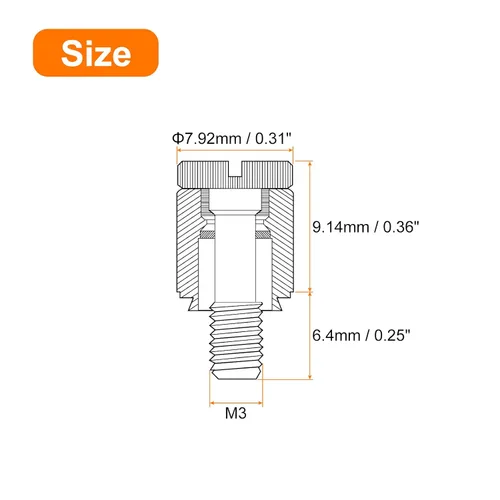 Vista 2 de uxcell 5pcs M3-0.020x0.252 in Acero inoxidable Panel Spring Screws, PFC2 cabeza moleteada resorte cargado tornillos autoclinchantes sujetadores