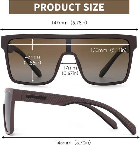Vista 6 de GLINDAR Gafas de sol polarizadas para hombre, gafas deportivas cuadradas de gran