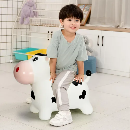 Vista 4 de INPANY Juguetes Saltarines de Vaca de Animales de Granja para Regalos de Niña de 2 Años, Montable Saltarín de Toro para Niños Pequeños, Caballo