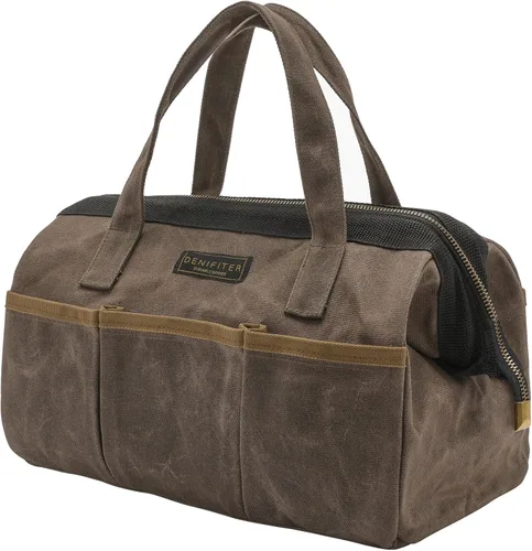 Vista 11 de Bolsa de herramientas de 13 pulgadas, bolsa de herramientas de boca ancha resistente al agua de servicio pesado, bolsa de herramientas con asa