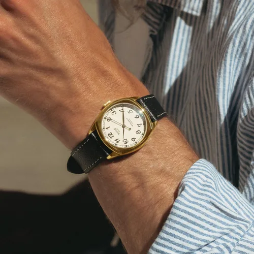 Vista 4 de KUOE Royal Smith 90-008 Gold, 34mm Automatic Watch with 2 Leather Bands