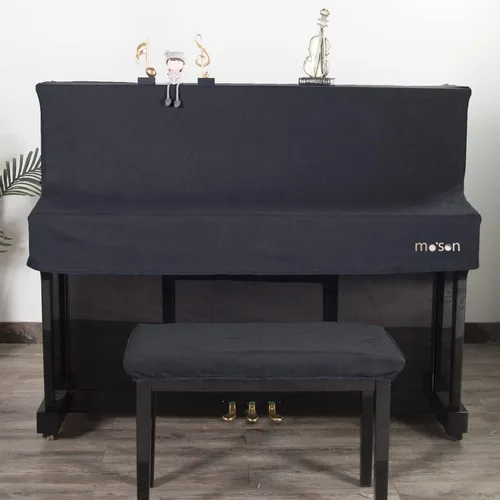 Vista 3 de Protege tu piano con el paño de cubierta vertical mooson para piano, cubierta antipolvo para teclado de piano todo incluido (en blanco)