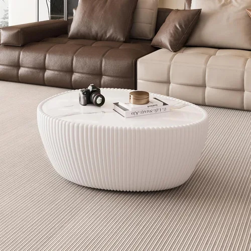 Vista 21 de Mesa de centro moderna, mesa de té central circular de 15.75 pulgadas, mesa de cóctel, mesas de centro redondas cilíndricas para sala de estar