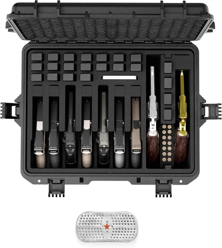 Vista 9 de Kinghardcase Estuches para armas de mano, 5 estuches para pistolas y 21 cargadores Estuches para pistolas precortados con múltiples pistolas a