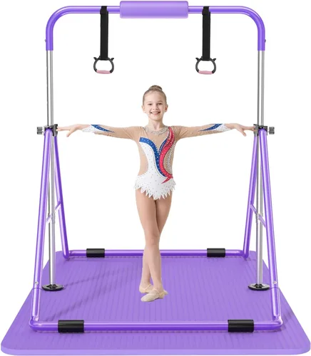 Vista 12 de Safly Fun Foldable Gymnastics Bar for Kids, Adjustable 35"-51", Sturdy 145 lbs Capacity, Easy-to-Assemble, Gymnastics Equipment for Kids for