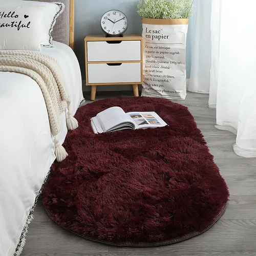 Vista 20 de ZZenSmot Alfombra ovalada y esponjosa, alfombra de noche de felpa suave, color liso, para dormitorio, sala de estar, color rosa, 63 x 24 pulgadas