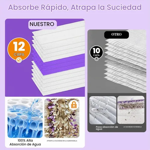 Vista 3 de 50 almohadillas desechables para mopa Swiffer Power Mop Pads Paquete de 50 púrpura