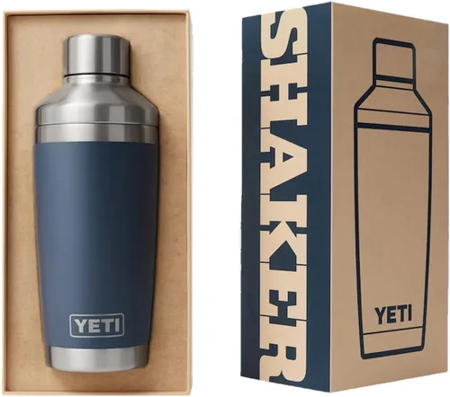 Vista 4 de YETI Rambler - Coctelera de acero inoxidable con aislamiento al vacío, 20 onzas, azul cielo grande
