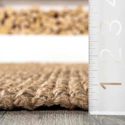 Vista 6 de nuLOOM Ashli Alfombra tejida a mano, Natural, 1,52 x 2,44 m, estilo granja, de yute, suave y texturizada, resistente a manchas, fácil de limpiar