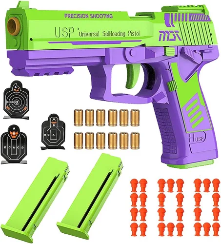 Vista 9 de Dreamplay Shell Ejecting Toy Gun, Automatic Pull Back Action Education Model Toy for Kids Gifts Usp-1911verde