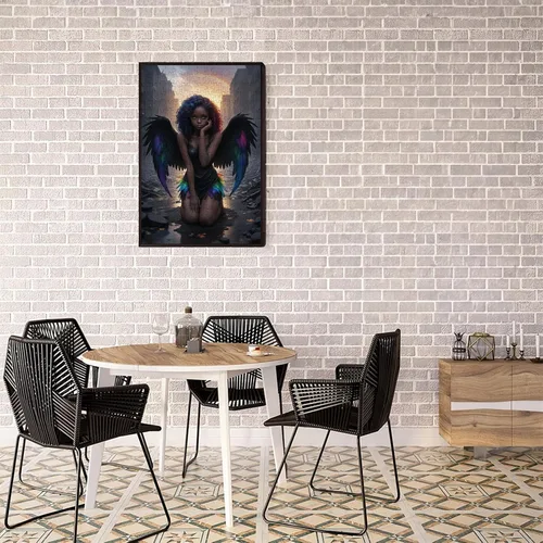 Vista 3 de Rompecabezas de mujeres africanas para adultos, 500 – Negro Angel Girl – Colores creativos y líneas Retratos, rompecabezas de desafío