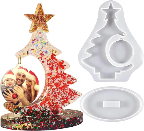 Vista 11 de Moldes de Navidad para resina, molde de resina 3D de letrero de Feliz Navidad, moldes de fundición epoxi para decoración de mesa de bricolaje