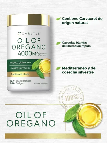 Vista 4 de Carlyle Suplemento de aceite de orégano 150 cápsulas de cápsulas blandas